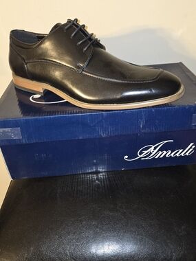 Amali Black Leather Derby with Tan Contrast Sole 10.5M